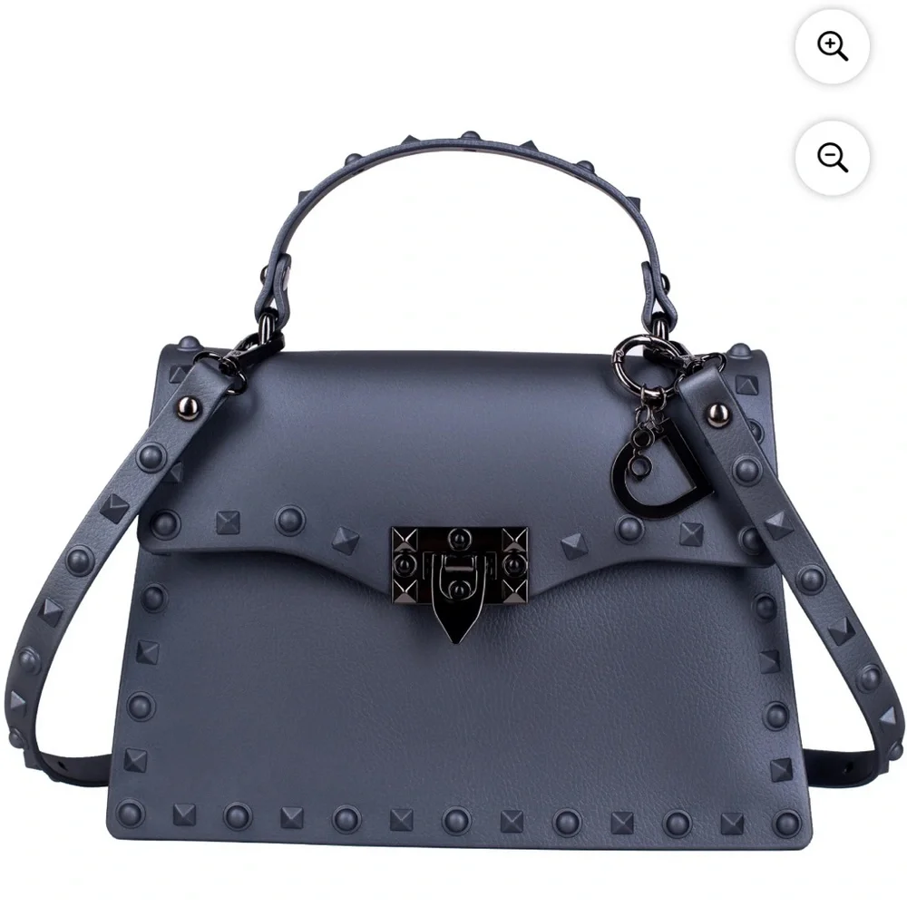 *BRAND NEW/ UNUSED 🆕* Women’s Rubbery Jelly Black Studded Handbag